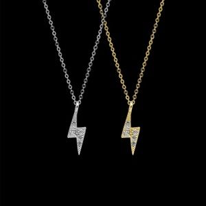 Pave cz sterling dainty lightning bolt